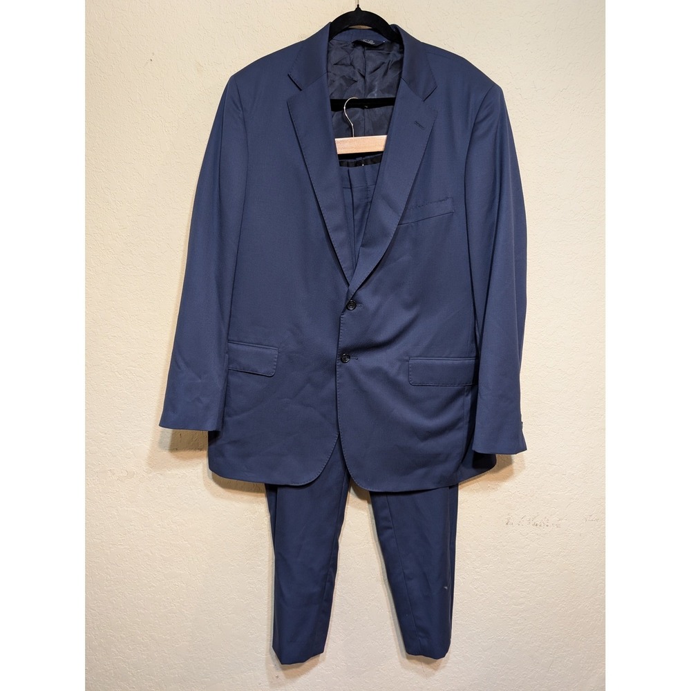 Ben‎ Silver Charleston Mens 46L Blue Two Piece Suit Tailored in USA